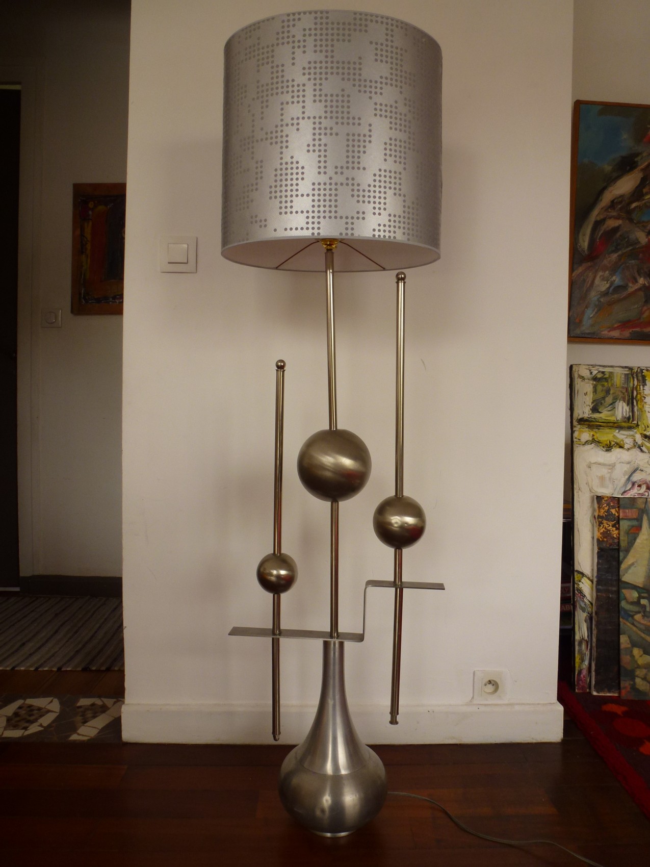 Lampe de sol en métal design 1970