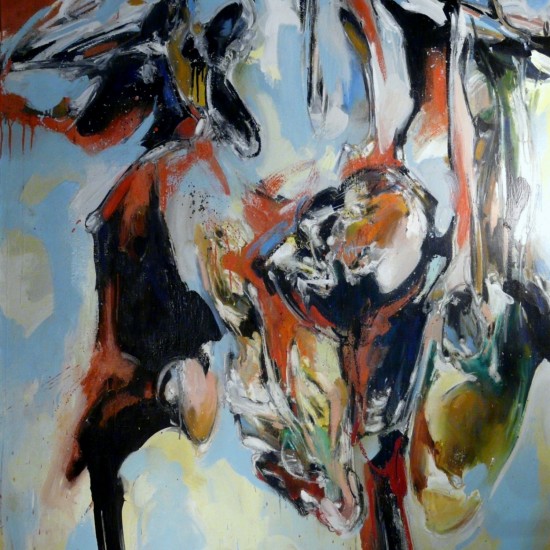 peinture de Laurent Dubé, artiste contemporain, grand coloriste ,composition expressionniste