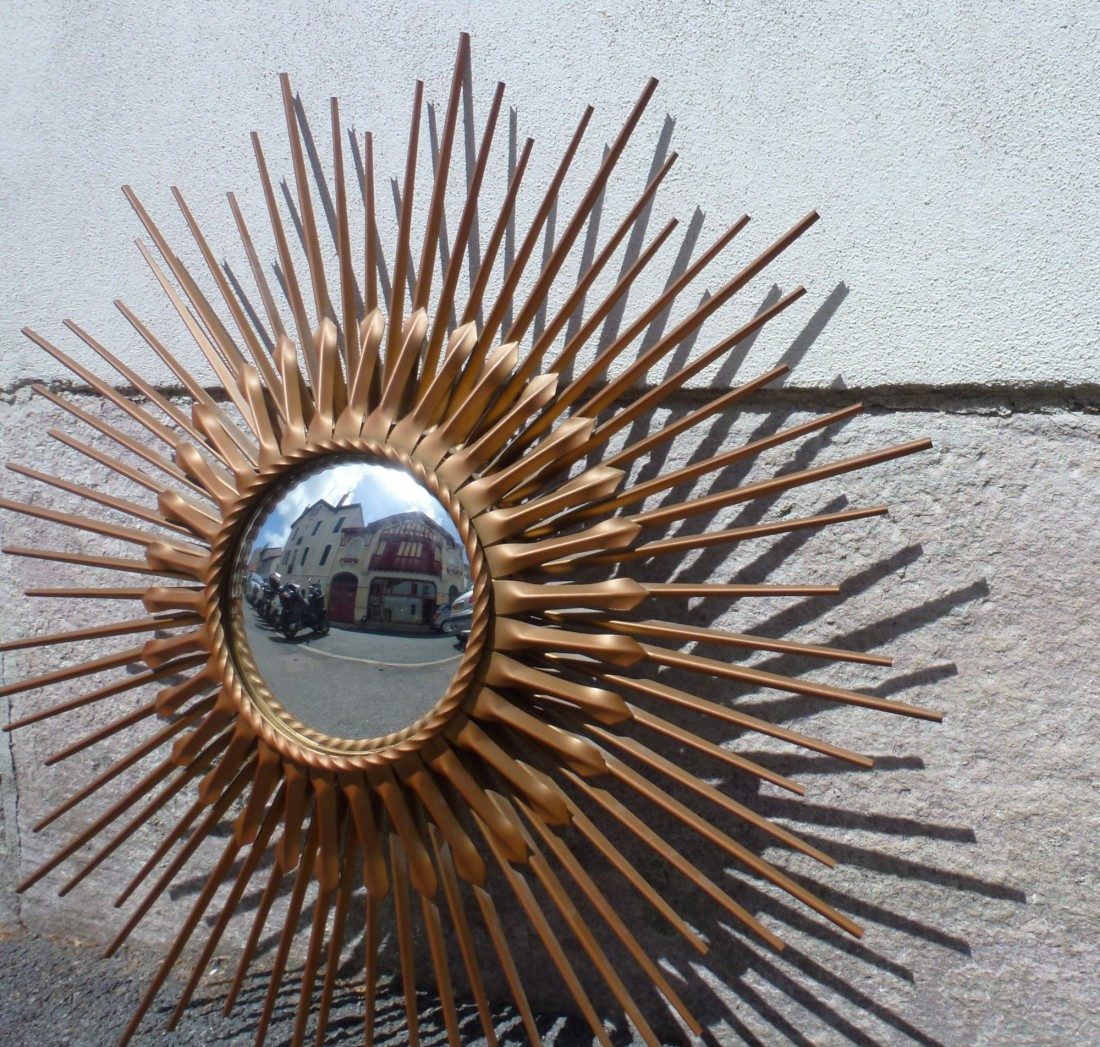 miroir de sorcière, double, signé Chaty Vallaris, miroir convexe