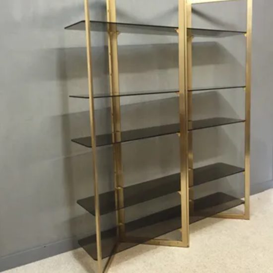 Etagere en laiton et erre fumé artelano circa70