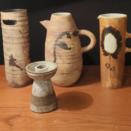 Ensemble céramiques Vallauris vintage, poterie artisanale, design XXe siècle