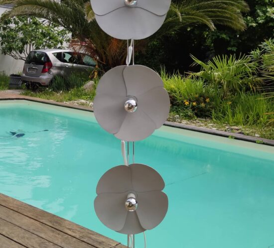 Lampadaire 3 fleurs Olivier Mourgue, luminaire design Diderot, éclairage mid-century, rare vintage