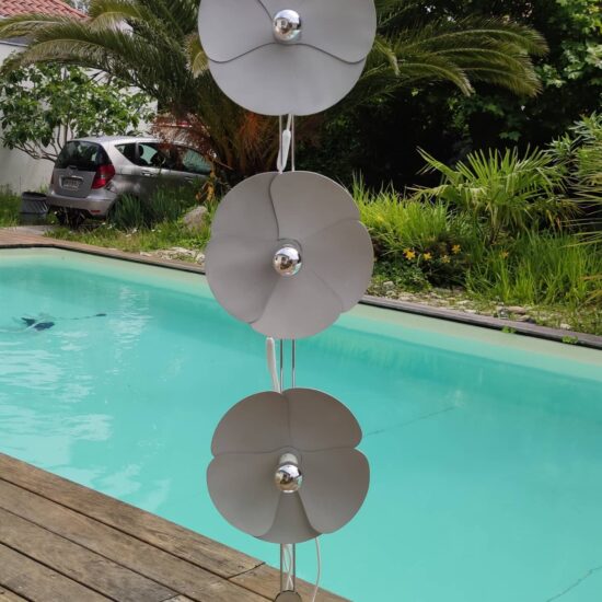 Lampadaire 3 fleurs Olivier Mourgue, luminaire design Diderot, éclairage mid-century, rare vintage