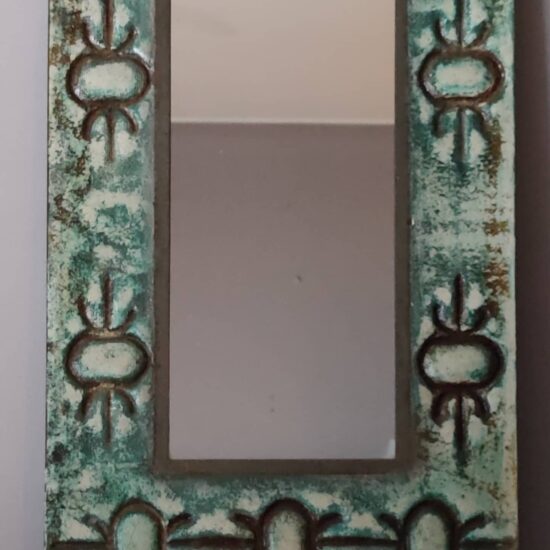 Miroir en céramique rectangulaire, motifs tribaux, style mid-century, 80x40 cm