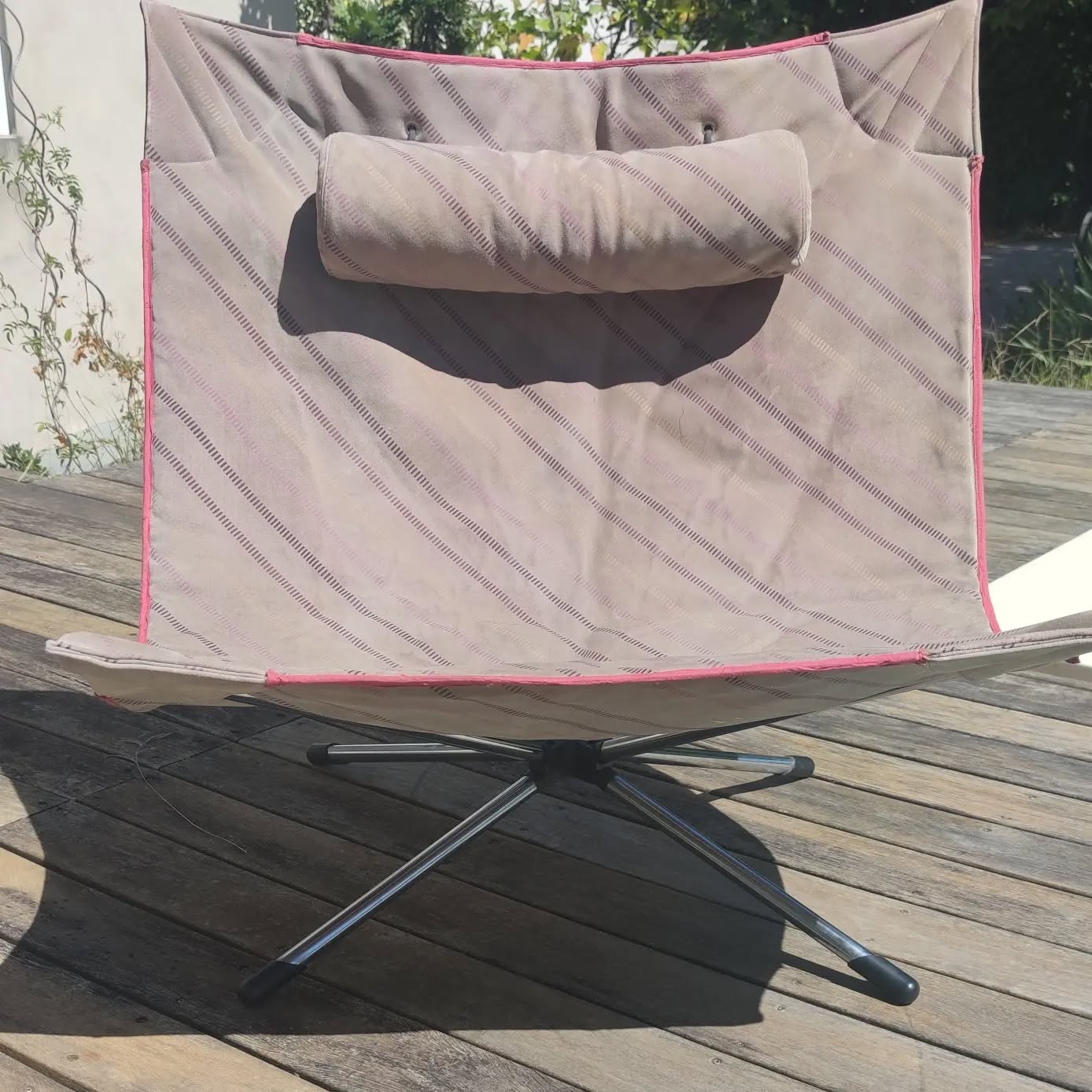 Fauteuil pliant Miamina, design italien, Salviati & Tresoldi, Saporiti, cuir daim années 80