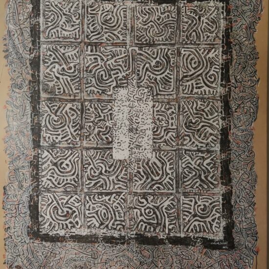 Œuvre grand format Frank Cavadore, technique mixte, abstraction et art brut, 160x130 cm