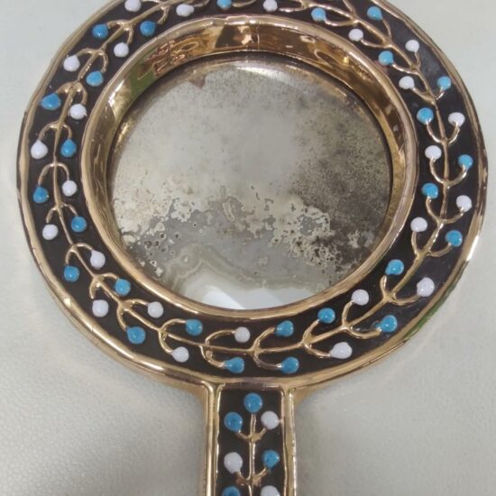 Petit miroir Mithé Espelt, céramique années 50, design français, pièce rare