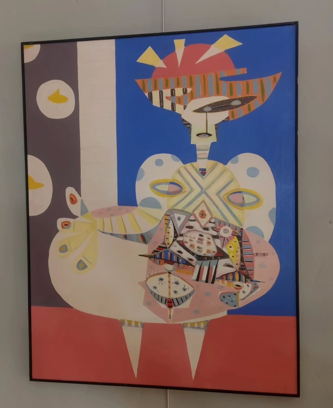 Huile sur toile André Vereecken, artiste belge, art mid-century, peinture colorée abstraite