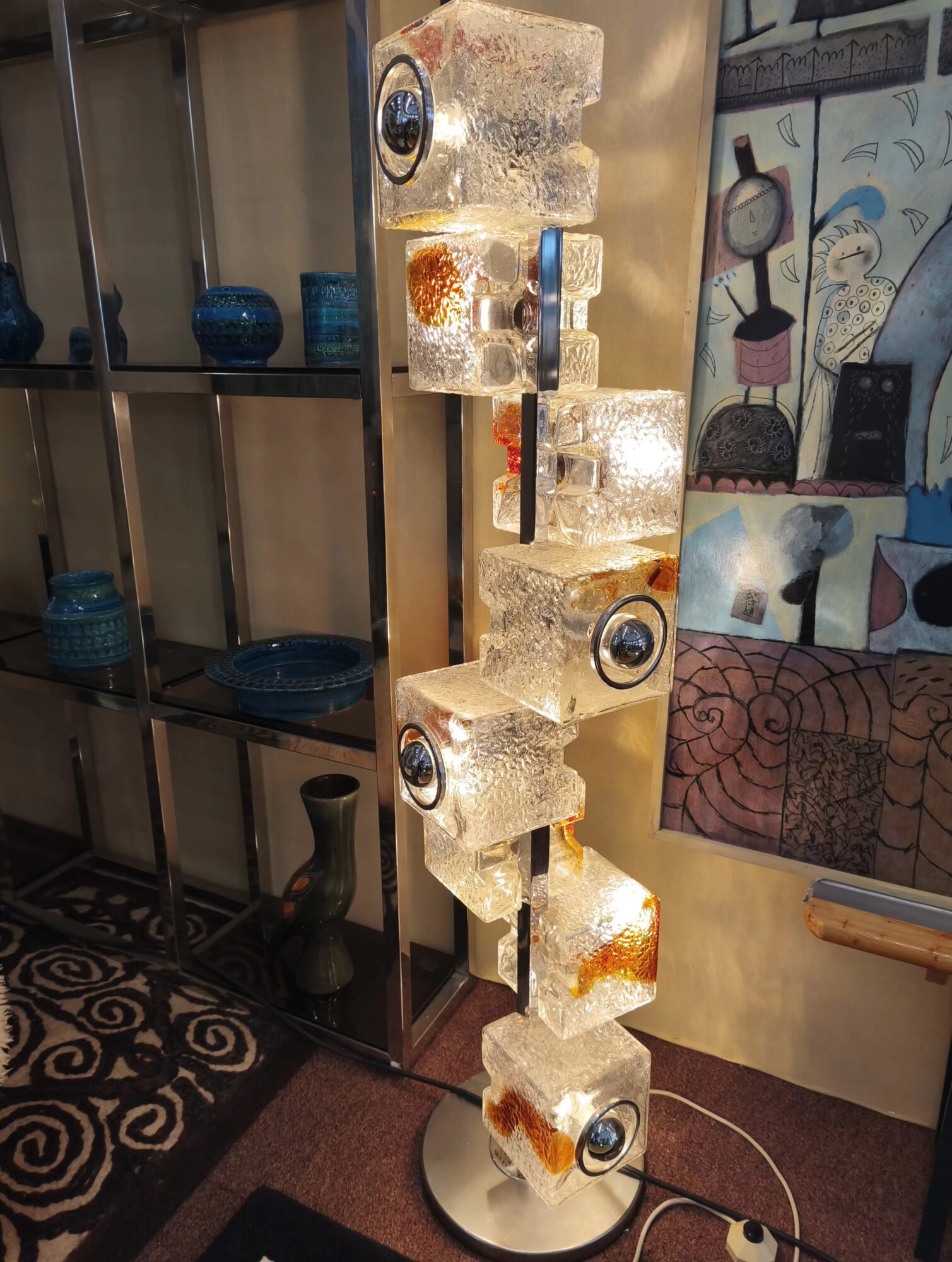 Lampe vintage en verre de Murano par Toni Zuccheri pour Mazzega, design italien des années 1970