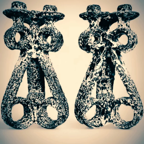 Paire de bougeoirs Marius Giuge Vallauris, céramique sculpturale années 50-60, design Vallauris vintage