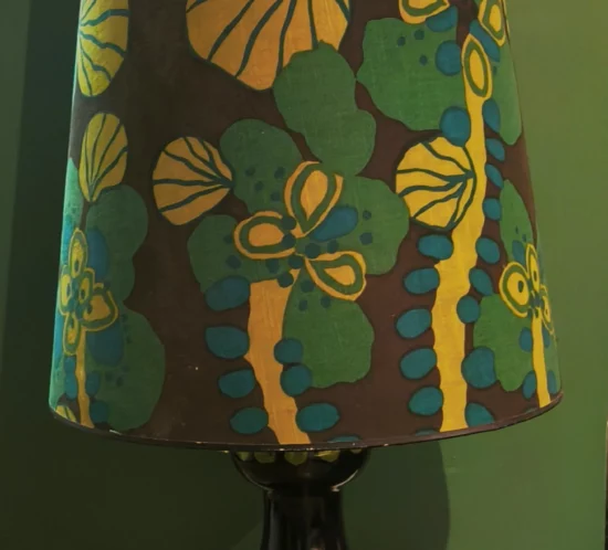 Grande lampe années 60 pied en céramique et abat-jour vintage d’origine, style Panton design sixties